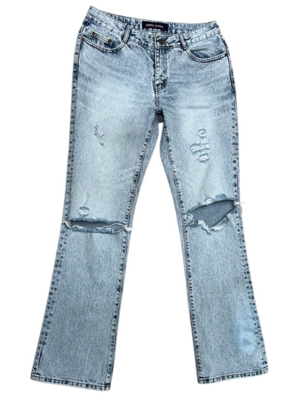 Vintage Jaba Jeans Y2K Distressed Straight Leg Light Wash Low Rise Flare Jeans